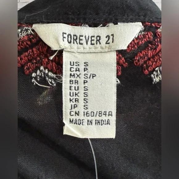 Forever 21 Sleeveless Boho Mini Dress- Embroidered Trim Rope Belt NWT - Picture 8 of 12